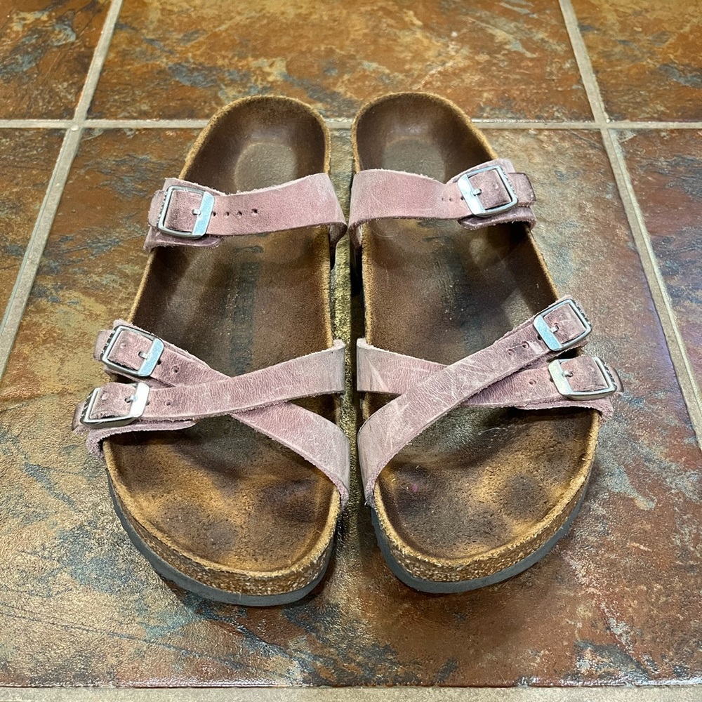 Birkenstock Faded Purple Franca Sandals Nubuck Leather - Picture 2 of 7